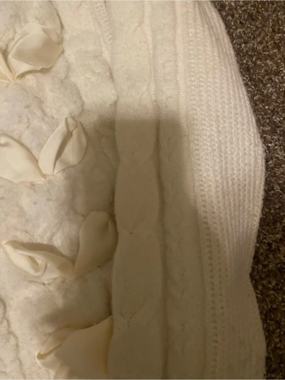 art class Cream Cable-Knit Cardigan with Bow Accents